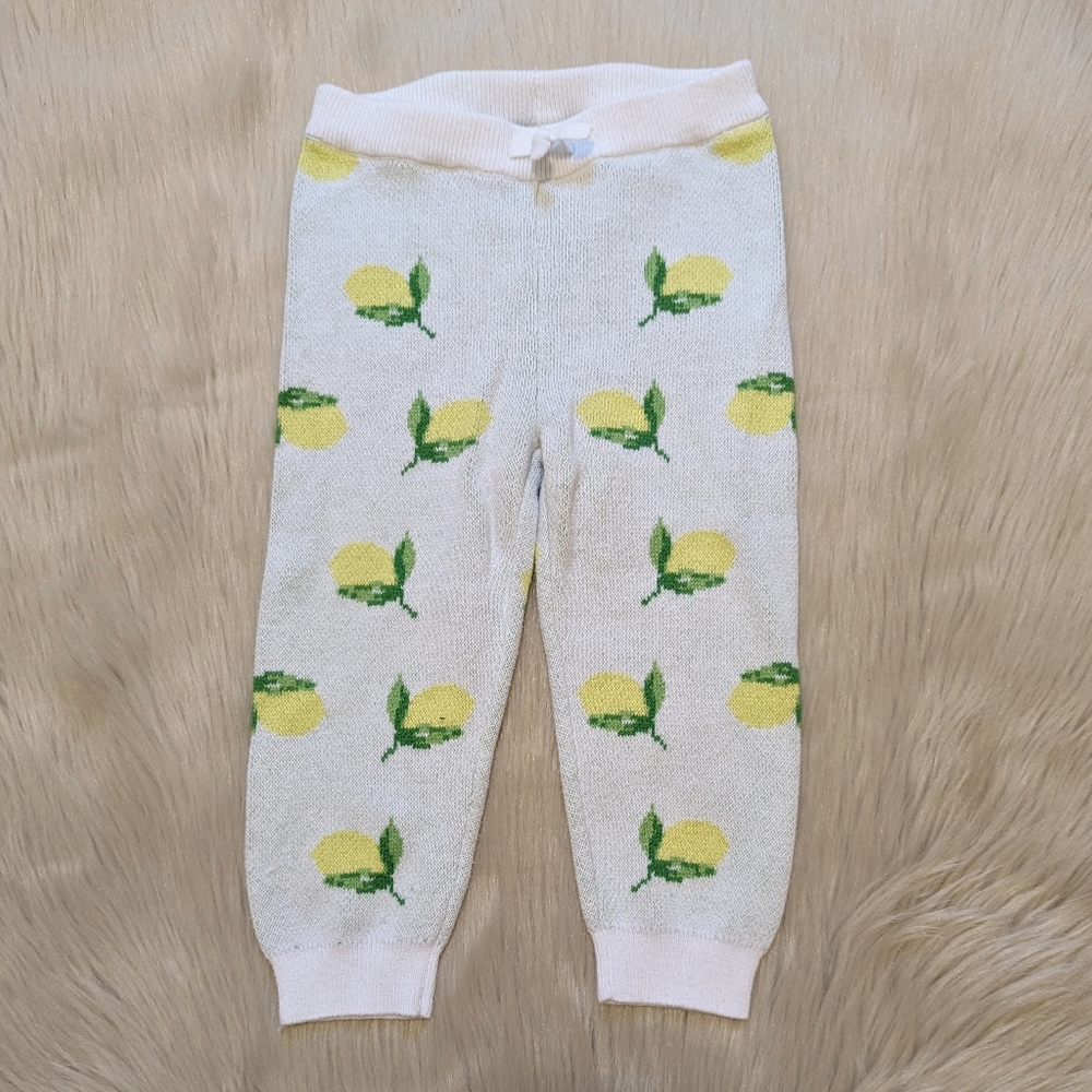 Janie and Jack white sweater pants with lemon print size 18-24 M